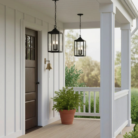 Eric Industrial Glass Lantern Outdoor Pendant Light