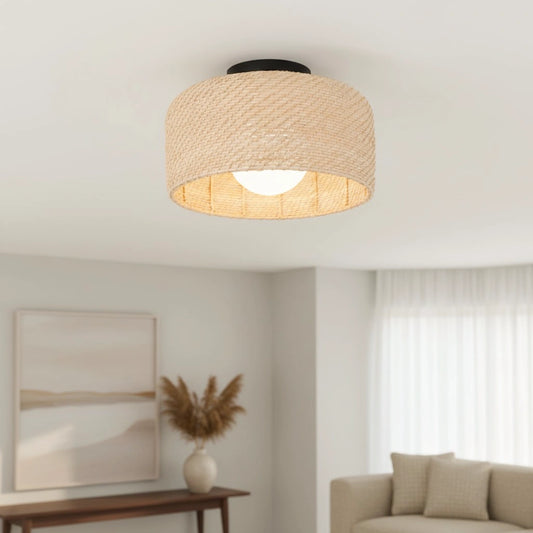 Erica Modern Rattan LED Flush Mount Ceiling Light