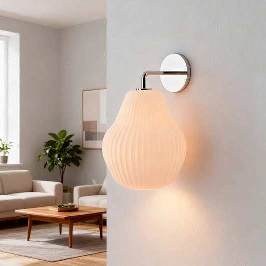 Erotes Minimalist Sculptural Ribbed Glass Wall Sconce
