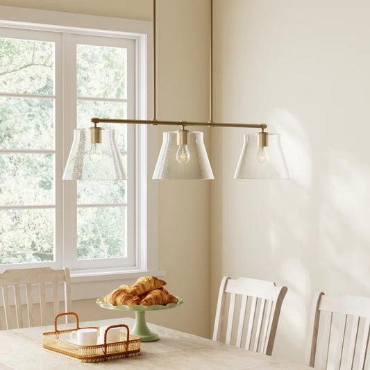 Eska Industrial 3-Light Seeded Glass Adjustable Pendant Light