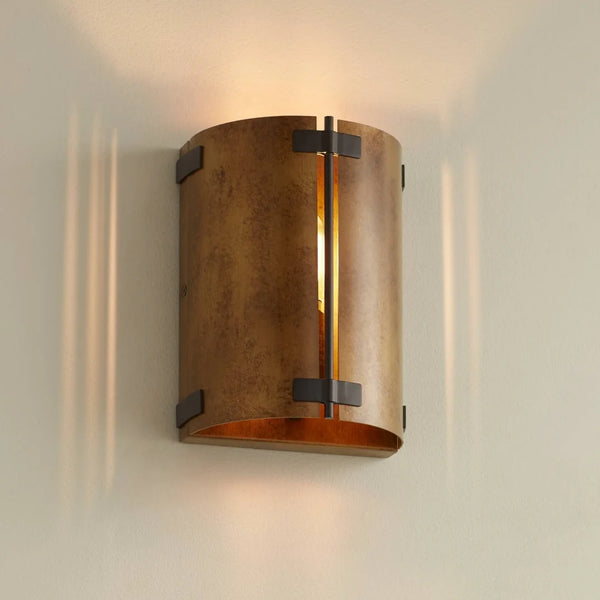 Eucleia Rustiek Bronzen Metalen Gebogen Schaduw Wandlamp