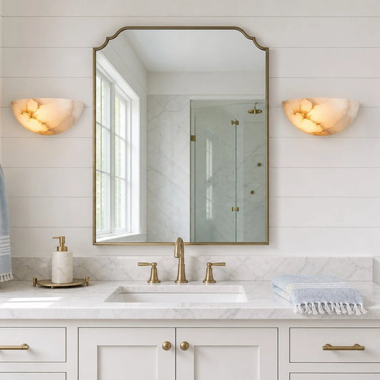 Elise Modern Alabaster Half-Moon Wall Sconce