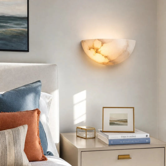 Elise Modern Alabaster Half-Moon Wall Sconce