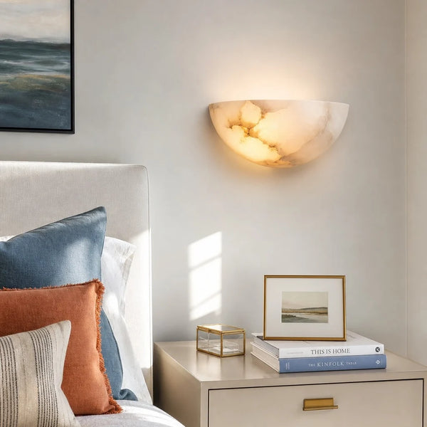 Elise Modern Alabaster Half-Moon Wall Sconce