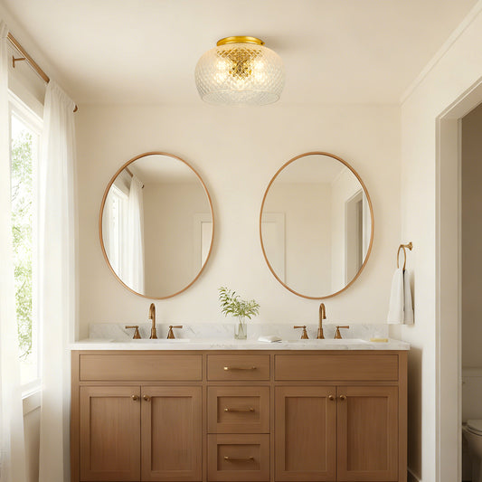 Evander Vintage Brass Cut Glass Ceiling Light