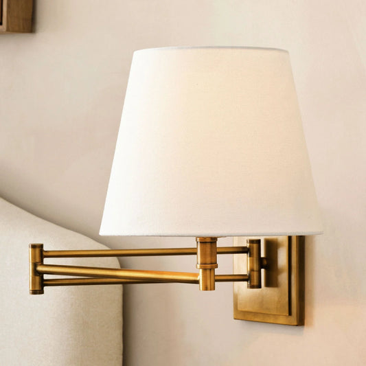 Evarne Modern Linen Shade Swing Arm Wall Sconce