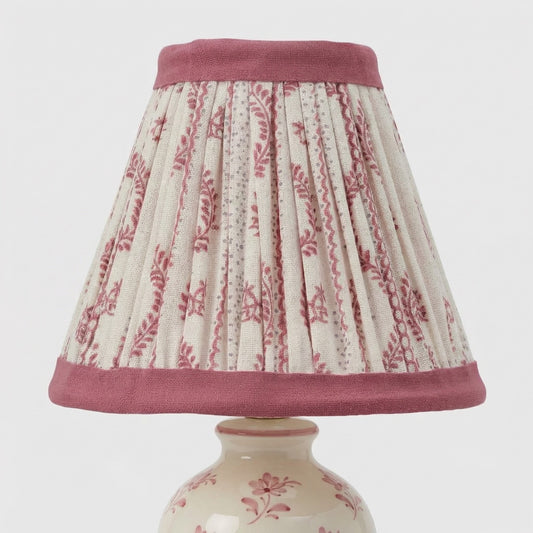 Roslin Vintage Pink Printed Cotton Taper Lamp Shade