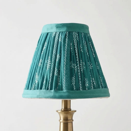 Evelyn Cottage Pleated Cotton Printed Drum Lamp Shade