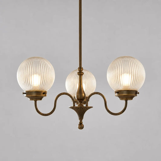 Evelyne Vintage Ribbed Glass Globe Chandelier