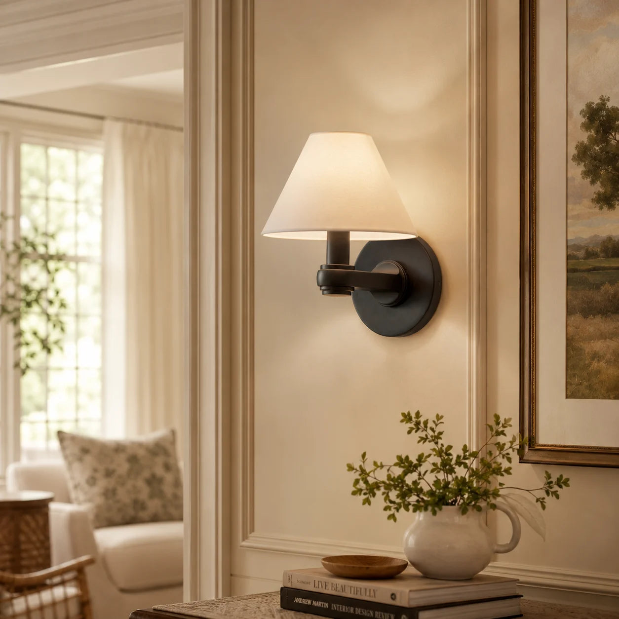 Everett 3-light Modern Fabric Cone Shade Metal Wall Sconce1.webp__PID:45f549d3-a474-4e07-9752-dce8b31e21fd