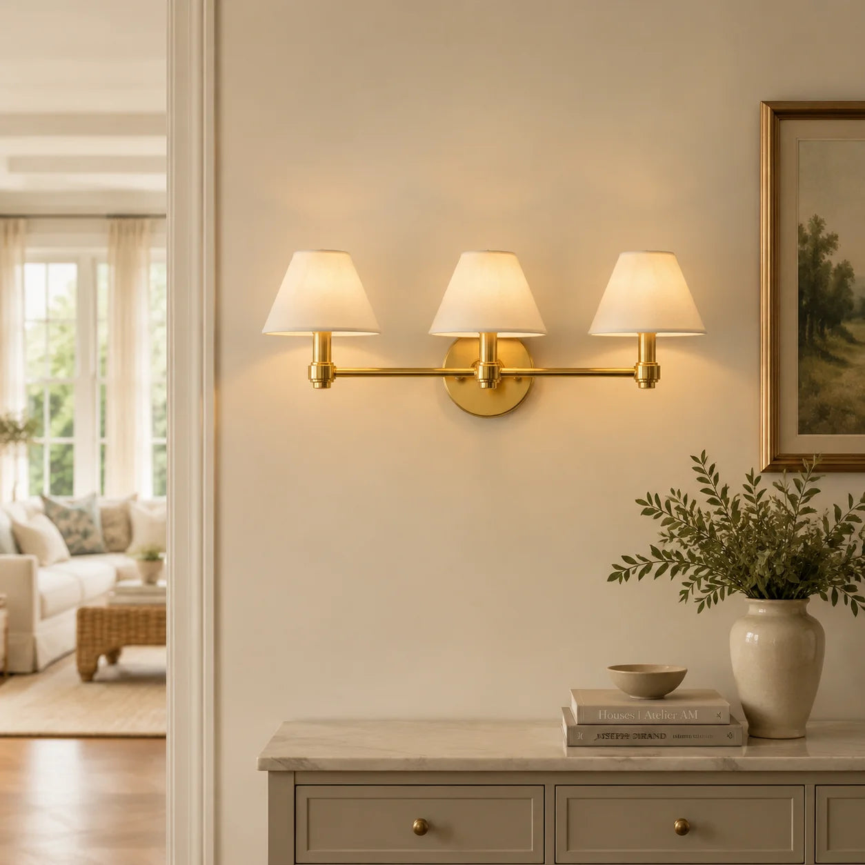 Everett 3-light Modern Fabric Cone Shade Metal Wall Sconce11.webp__PID:dce8b31e-21fd-435f-bbe6-78357649615f