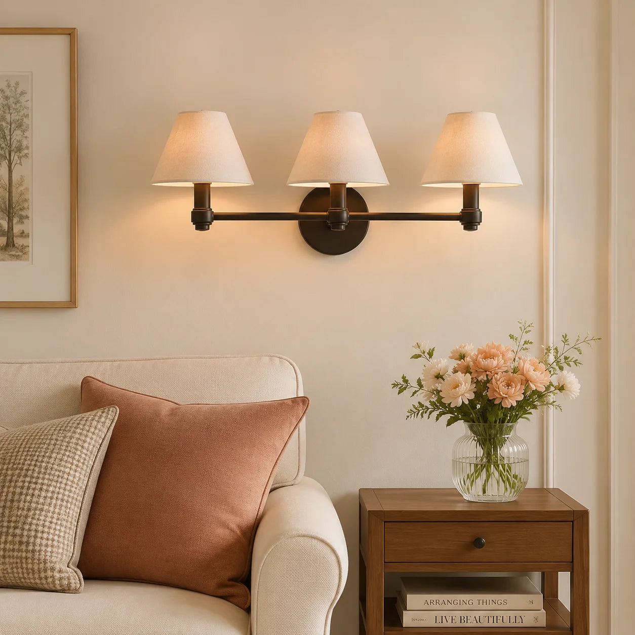 Everett 3-light Modern Fabric Cone Shade Metal Wall Sconce13.webp__PID:b31e21fd-b35f-4be6-b835-7649615f003d