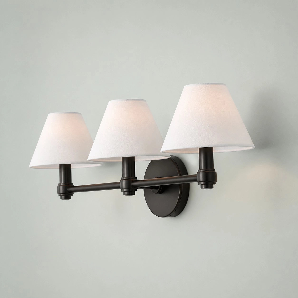 Everett 3-light Modern Fabric Cone Shade Metal Wall Sconce33.webp__PID:d1656b6d-40cc-4338-8c41-d4061ffdc464