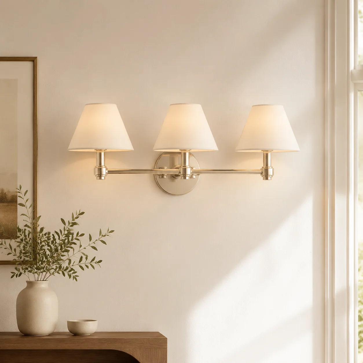 Everett 3-light Modern Fabric Cone Shade Metal Wall Sconce4.webp__PID:d3a4746e-0717-42dc-a8b3-1e21fdb35f3b