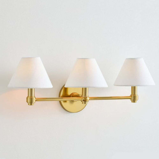 Everett 3-light Modern Fabric Cone Shade Metal Wall Sconce