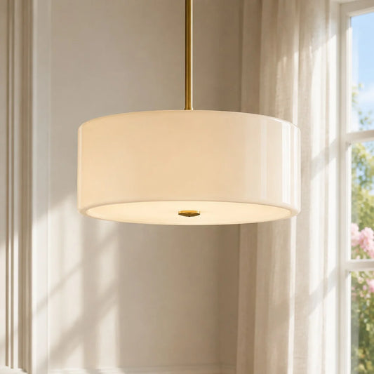 Evron Modern Drum Semi Flush Mount Pendant Light