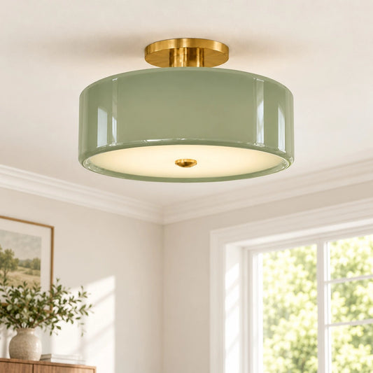 Evron Modern Drum Semi Flush Mount Ceiling Light