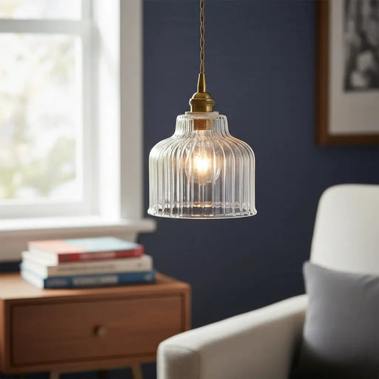 Faelan Moderne minimalistische Pendelleuchte aus geripptem Glas 
