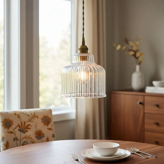 Faelan Modern Minimalist Ribbed Glass Pendant Light
