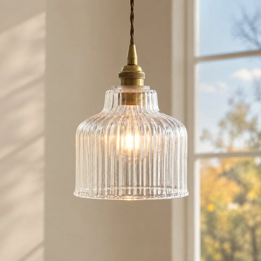 Faelan Modern Minimalist Ribbed Glass Pendant Light
