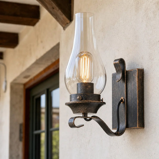 Faye Retro Bronze Kerosene Lamp Shape Wall Scone