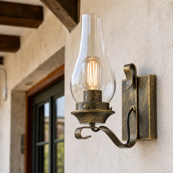 Faye Retro Bronze Kerosene Lamp Shape Wall Sconce