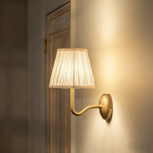 Ryan Pleated Shade Brass Arm Wall Sconce