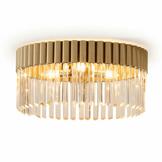 Fiona Modern Polished Champagne and Crystal Flush Mount Light