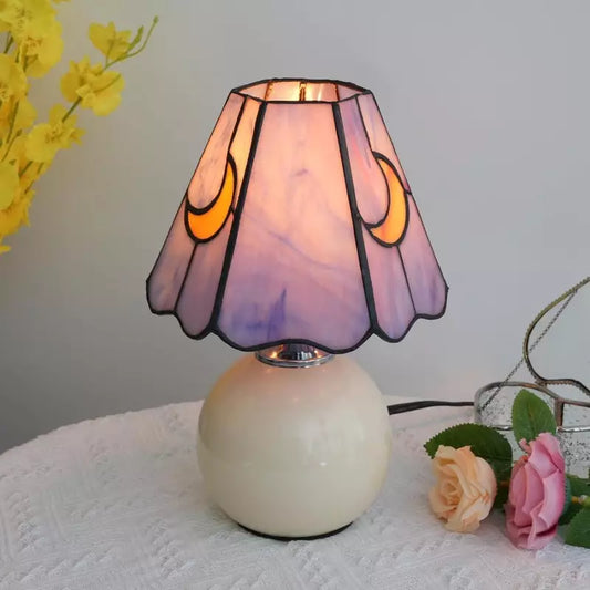 Fiorella Mushroom Moon Tiffany Stained Glass Table Light
