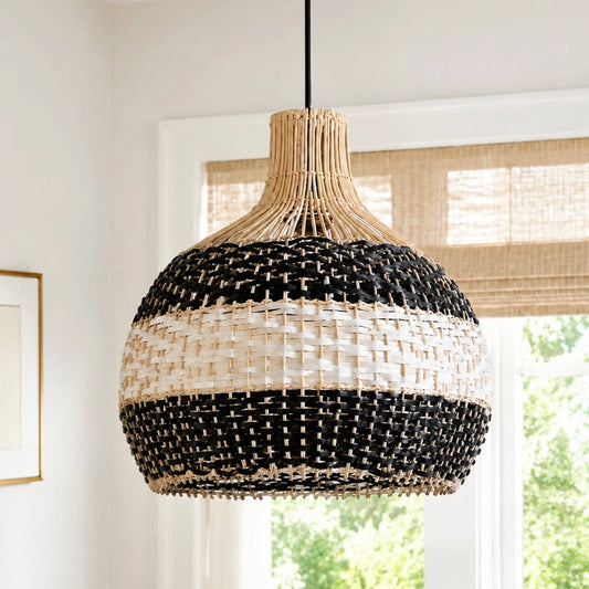 Pekka Farmhouse Handwoven Rattan Pendant Light