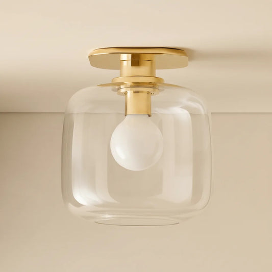 Frances Modern Unlacquered Brass Flush Mount Light