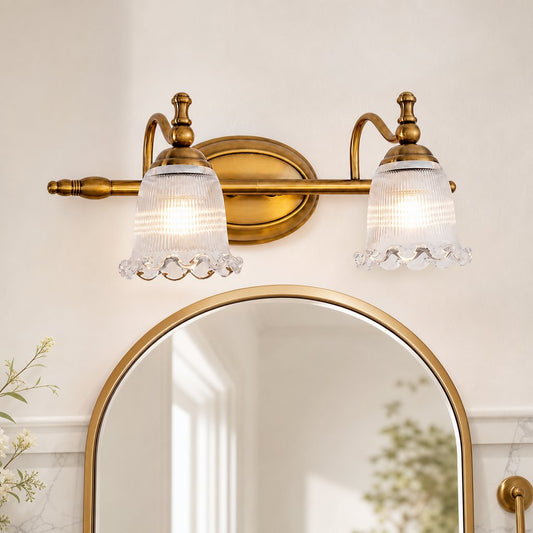 Coira French Vintage Ribbed Glass Flower Wall Sconce