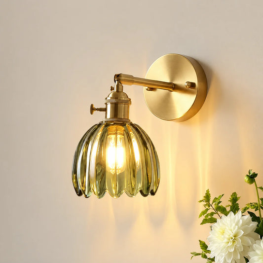 Gannon Vintage Lotus Glass Wall Light