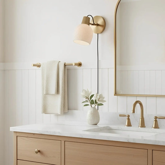 Gareth Mid-Century Ribbed Ceramic Wall Light