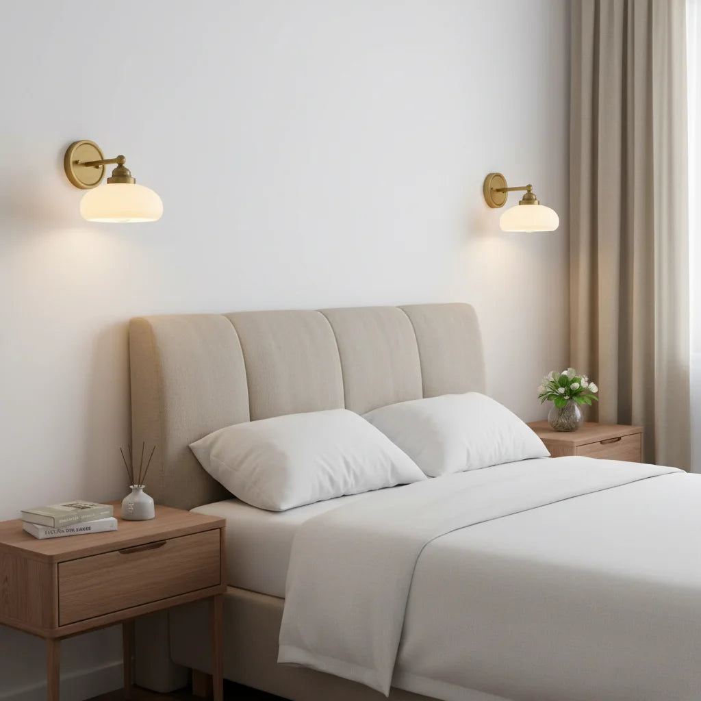 Geryon Vintage Industrial Milk White Glass Wall Sconce