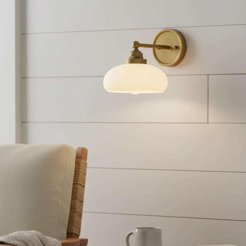 Geryon Vintage Industrial Milk White Glass Wall Sconce