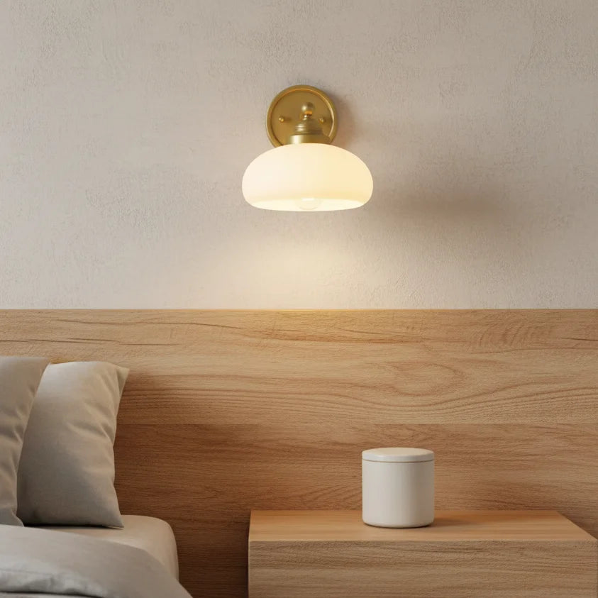 Geryon Vintage Industrial Milk White Glass Wall Sconce