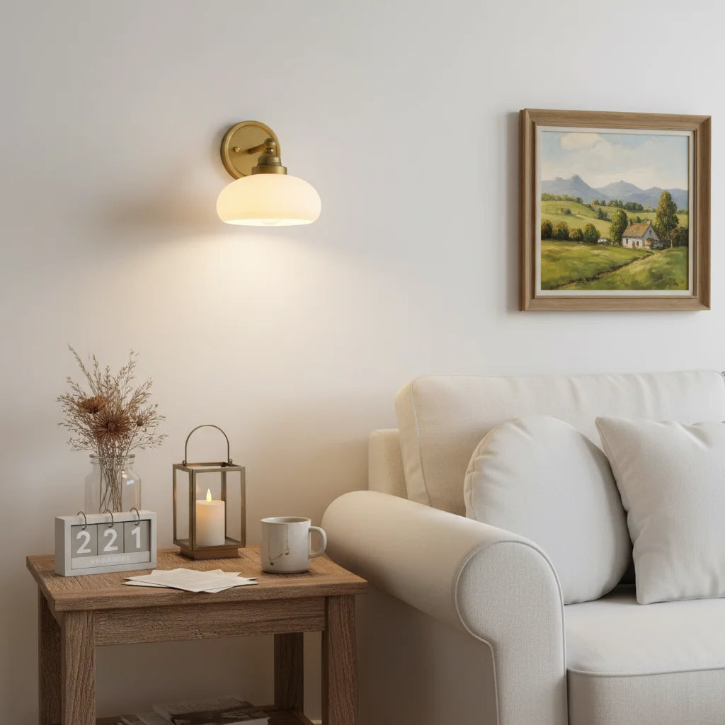 Geryon Vintage Industrial Milk White Glass Wall Sconce