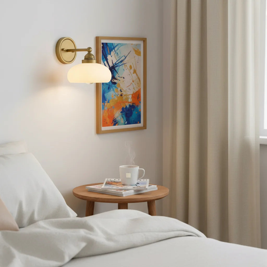 Geryon Vintage Industrial Milk White Glass Wall Sconce