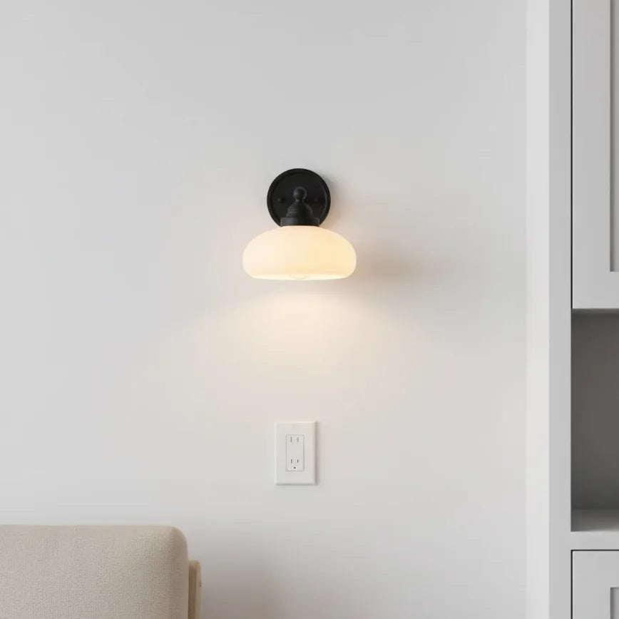 Geryon Vintage Industrial Milk White Glass Wall Sconce