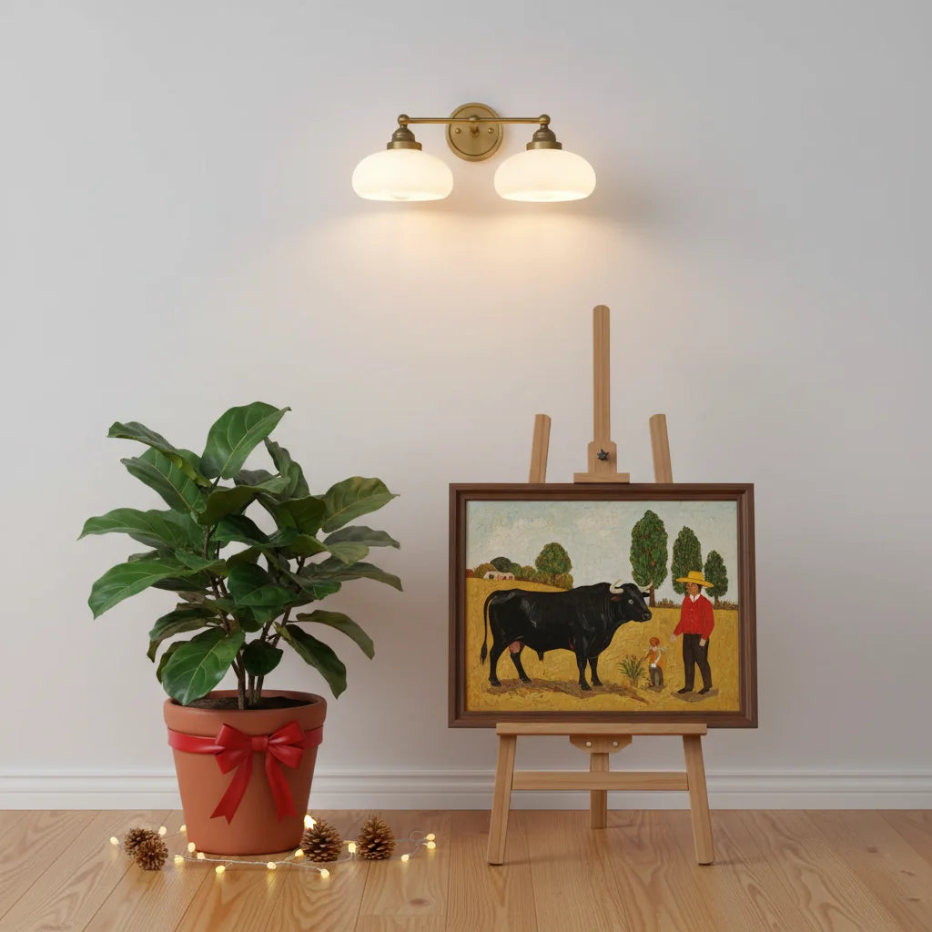 Geryon Vintage Industrial Milk White Glass Wall Sconce