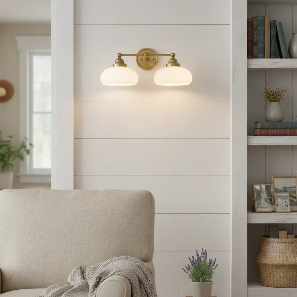 Geryon Vintage Industrial Milk White Glass Wall Sconce