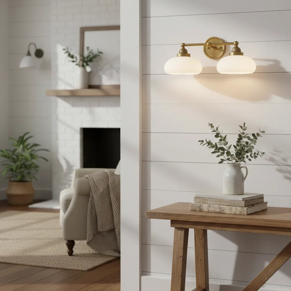 Geryon Vintage Industrial Milk White Glass Wall Sconce