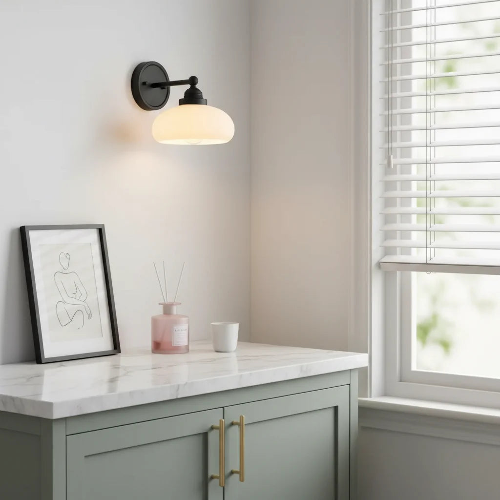 Geryon Vintage Industrial Milk White Glass Wall Sconce