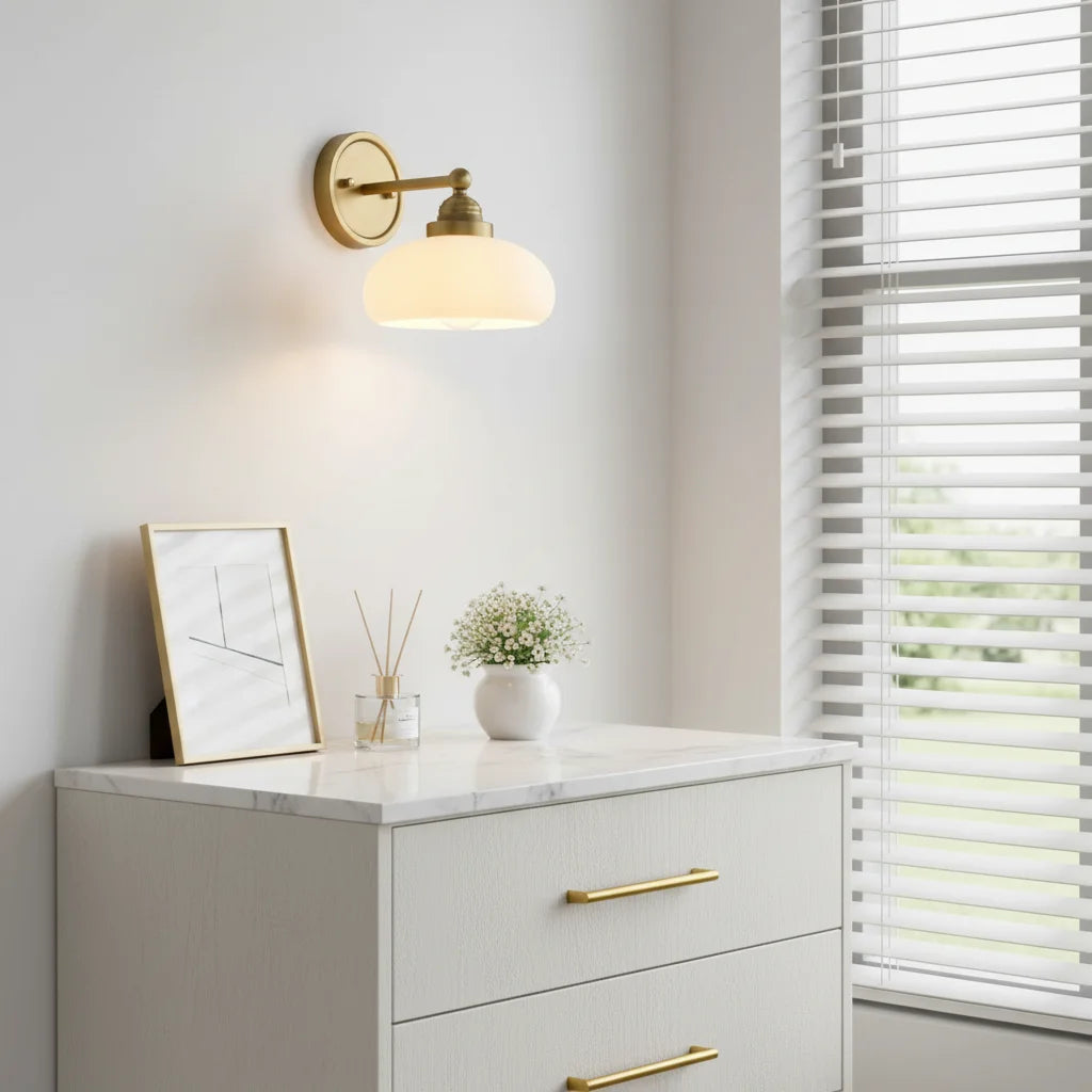 Geryon Vintage Industrial Milk White Glass Wall Sconce