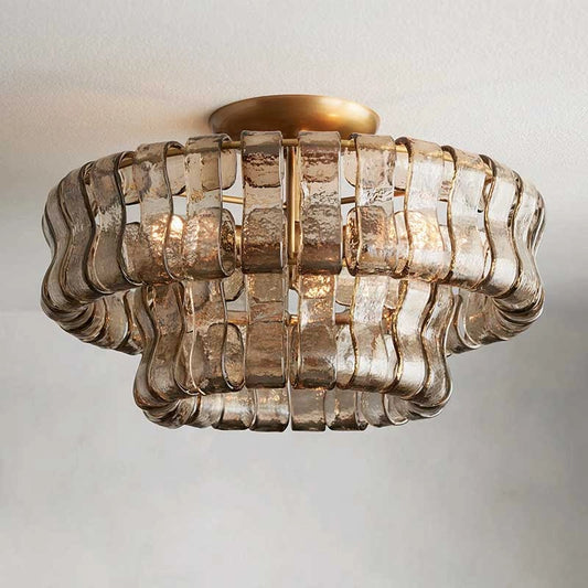 Ghiaccio Italian Flush Mounted Glass Chandelier