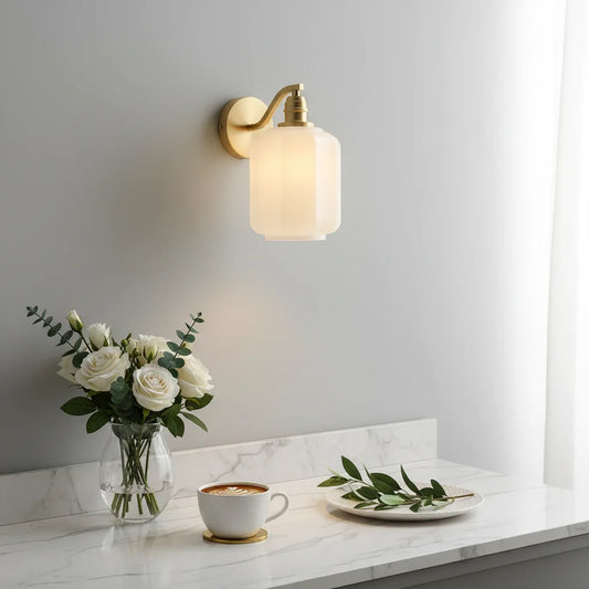 Glauce Modern Lantern Glass Brass Wall Sconce