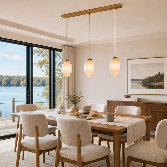 Gloria Modern 3-Light Tiered Glass Linear Pendant Light