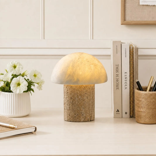 Glynnis Wabi-Sabi Travertine Mushroom Table Light