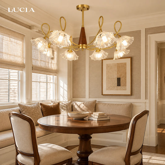 Gus Floral Petal Glass Multi Light Chandelier